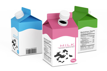 Poster - Milk Carton Boxes. 3d Rendering