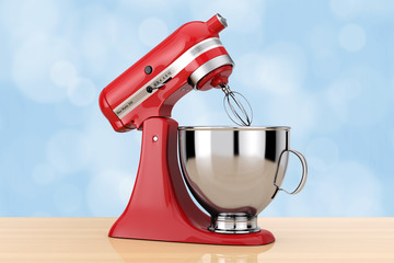 Poster - Red Kitchen Stand Food Mixer. 3d Rendering