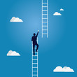 Business Target Concept. Climbing Ladder To The Sky