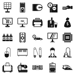 Poster - Computer things icons set, simple style