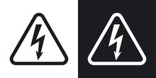 Vector High Voltage Sign. Two-tone Version On Black And White Background