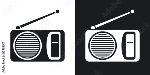 Fotomural Vector radio icon. Two-tone version on black and white background