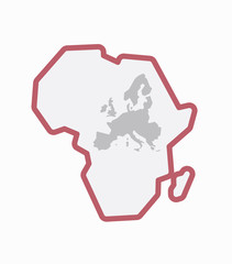 Sticker - Isolated Africa map with  a map of Europe