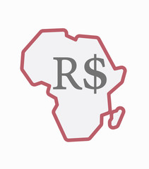 Sticker - Isolated Africa map with a brazillian real currency sign