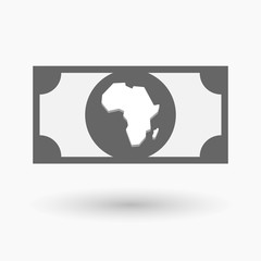 Sticker - Isolated bank note with  a map of the african continent