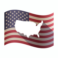 Sticker - Isolated  USA flag with  a map of the USA