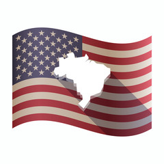 Poster - Isolated  USA flag with  a map of Brazil