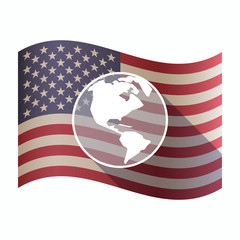 Sticker - Isolated  USA flag with an America region world globe