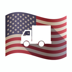 Wall Mural - Isolated  USA flag with a  delivery truck