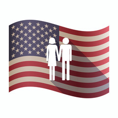 Wall Mural - Isolated  USA flag with a heterosexual couple pictogram