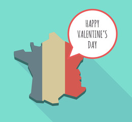 Sticker - Long shadow  France map with   the text HAPPY VALENTINES DAY