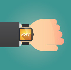 Sticker - Hand with a smart watch and    the text HDTV