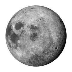 3d render, 'right' side of the moon isolated on white background
