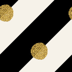 Aufkleber - Diagonal black lines on white background. Golden dots seamless design. Seamless vector pattern.