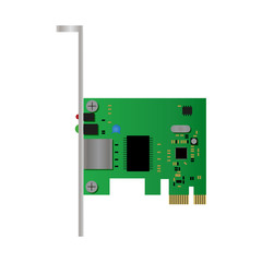 Flat green pci network card for computer