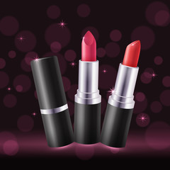 Wall Mural - Makeup colorful lipstick set, lipstick swatches for catalog template. Vector illustration EPS 10.