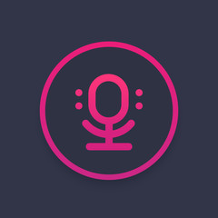 Poster - microphone, audio, sound recording vector icon