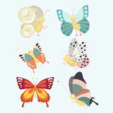 Fototapeta Motyle - Set colorful isolated butterflies.
