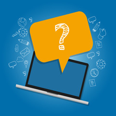 Poster - question mark on laptop survey frequently asked questions technical support