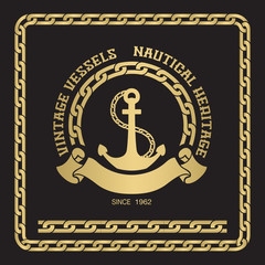Wall Mural - Sailing badge with anchor and chain