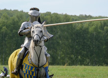 Medieval Knight In Armor On Horseback