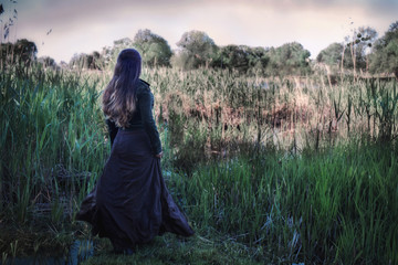 woman near a swamp