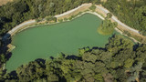 Fototapeta Łazienka - Vista aerea ortogonale del piccolo lago che si trova all'interno del parco di Villa Doria Pamphilj a Roma. All'interno del quartiere di Monteverde si trova anche vicino Trastevere.
