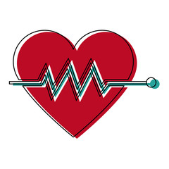 Canvas Print - heartbeat cardiac monitoring pulse flat icon for medical