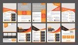Fototapeta  - a bundle of 10 templates of a4 flyer template, modern template, in orange and yellow color, and modern design, perfect for creative professional business