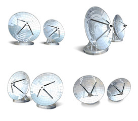 Wall Mural - satellite antennas 3d range four set