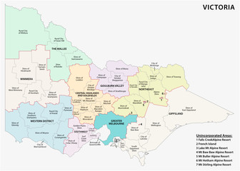  Administrative and political map of the australian state victoria