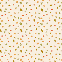 Wall Mural - Vector autumn pattern design, pastel colored leaves.
