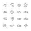 fish vector line icons