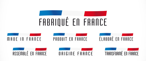 Sticker - Made in France, fabriqué en Fance, origine France, élaboré en France, transformé en France, assemblé en France, produit en France