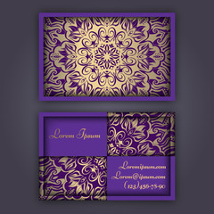 Ornamental floral business cards. Vintage decorative elements