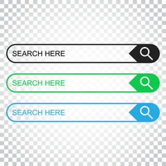 Poster - Search bar field. Set vector interface elements with search button. Flat vector illustration on isolated background. Simple business concept pictogram.
