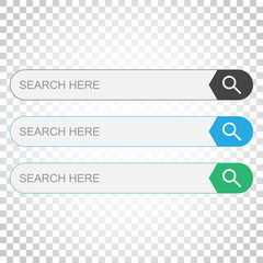 Poster - Search bar field. Set vector interface elements with search button. Flat vector illustration on isolated background. Simple business concept pictogram.