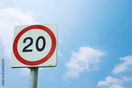 Sign Warned Speed Limit Not Over Km Hr On Blue Sky Background With Clipping Path Stock Photo Adobe Stock