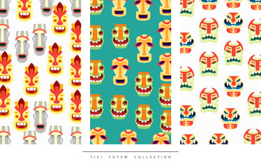  Pattern Tiki Totem in flat style vector illustration.