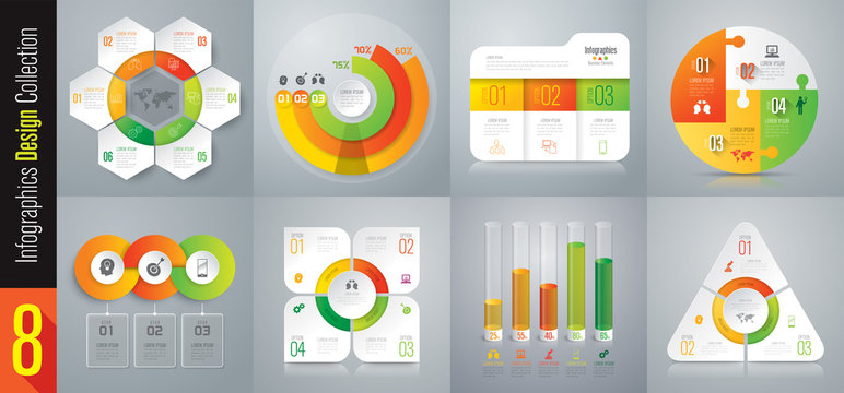 Set of infographics design vector and business icons.