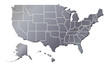 Vector - United States of America Aluminium Tone map including State Boundaries With Shadow