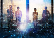 © alphaspirit - Group of business partner looking for the future with network digital effect
