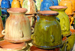 colorful earthenware vases