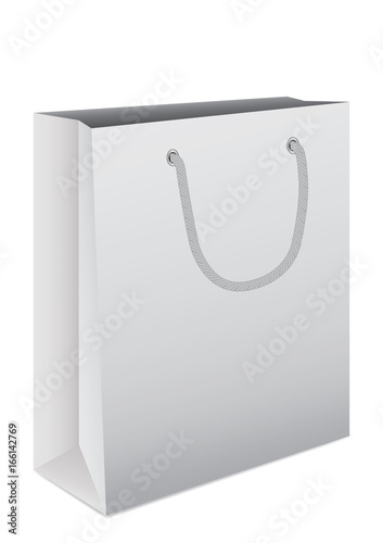 Fotografía  Modello borsa di carta per acquisti vuota vettoriale, per marchio o pubblicità