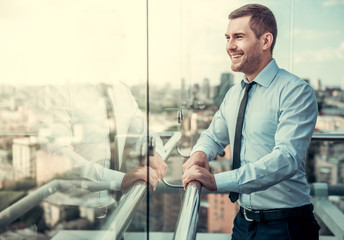 Canvas Print - Businessman during break