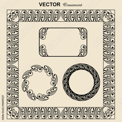 エスニック風のフレーム クラシカルオーナメント 飾り罫 飾り囲み 囲み罫 Hand Drawn Ribbon Vector Stock Vector Adobe Stock