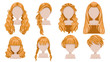 Blonde hair of woman  modern fashion for assortment. long hair, short hair, curly hair trendy haircut icon set. Easy to modify for print, web, interactive, mobile. isolated on white background.