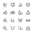 Cause, effect, and prevention of constipation or digestive system. Vector line icons