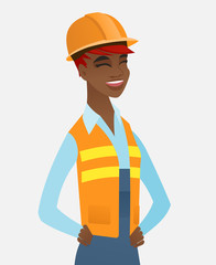 Poster - Young african-american builder laughing.