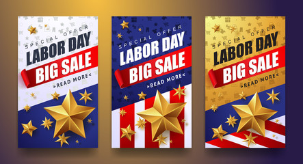 Labor day sale promotion advertising banner template.American labor day wallpaper.voucher discount.Vector illustration .